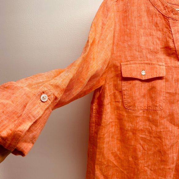 Talbots women tunic 100% linen size Small long sleeves - Picture 2 of 8